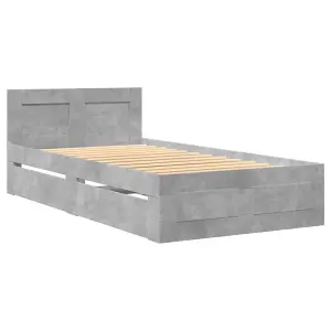 Berkfield Bed Frame with Headboard without Mattress Concrete Grey 90x190 cm Single