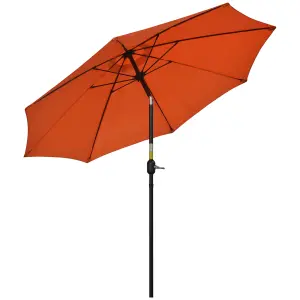 Outsunny 2.6M Patio Umbrella Outdoor Sunshade Canopy w/ Tilt and Crank Orange