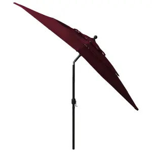 Berkfield 3-Tier Parasol with Aluminium Pole Bordeaux Red 2.5x2.5 m