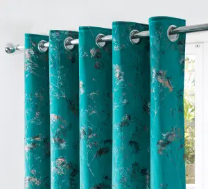 Home Curtains Lucia Thermal Interlined 65w x 72d" (165x183cm) Teal Eyelet Curtains (PAIR)