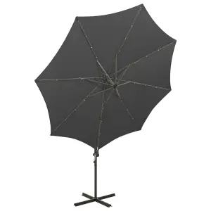 Berkfield Cantilever Umbrella with Pole and LED Lights Anthracite 300 cm