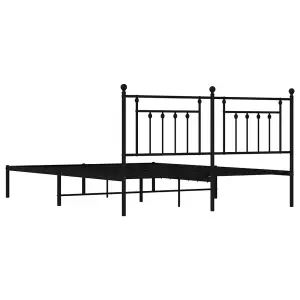 Berkfield Metal Bed Frame with Headboard Black 160x200 cm