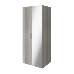 GoodHome Atomia Freestanding Matt grey oak effect Particle board Mirrored Wardrobe (H)1875mm (W)750mm (D)580mm