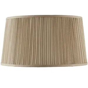 17" Luxury Oval Straight Sided Lamp Shade Beige Pleated Organza Modern Elegant