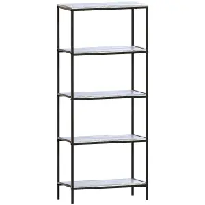 Vida Designs Brooklyn Grey 5 Tier Bookcase Industrial Freestanding Shelving Unit (H)1440mm (W)600mm (D)300mm