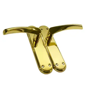 Genova Door Handles Brass Twist Lever Latch Marina Backplate