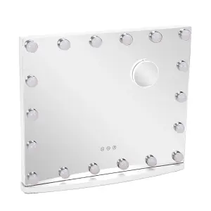 Hollywood Rectangle Metal Makeup Mirror with 18 LED Bulbs Touch Control Dimmable 58 x 48.5 cm