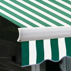 Primrose Awnings 6.0m x 3.0m Retractable Electric Full Cassette Green & White Awning Outdoor Patio Canopy