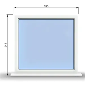 995mm (W) x 945mm (H) PVCu StormProof Window - 1 Non Opening Window - Toughened Safety Glass - White