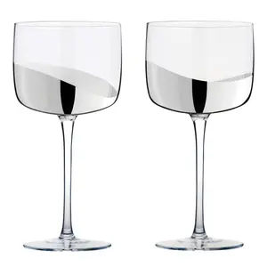 Wave Gin Glasses (Set of 2) Clear/Silver