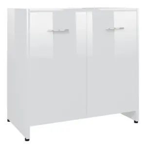 Berkfield Bathroom Cabinet High Gloss White 60x33x61 cm Engineered Wood