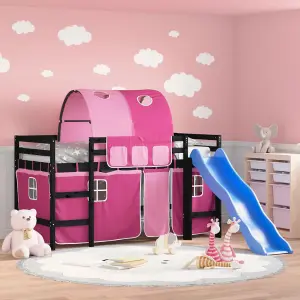 Berkfield Kids' Loft Bed with Tunnel without Mattress Pink 90x200 cm