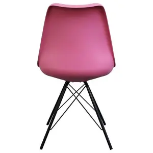 Soho Bright Pink Plastic Dining Chair with Black Metal Legs