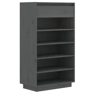 Berkfield Shoe Cabinet Grey 60x34x105 cm Solid Wood Pine