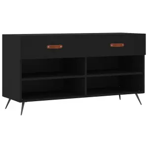 Berkfield Shoe Bench Black 102x35x55 cm Engineered Wood