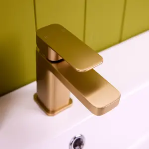 Flode Glan Mono Basin Mixer Tap Brushed Brass