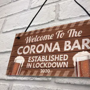 Red Ocean Novelty Corona Bar Sign Funny Quirky Hanging Sign For Home Bar Gifts For Him Man Cave Gifts