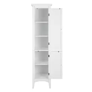 Teamson Home Bathroom Tall Column Cabinet, Wooden Cabinet with 2 Shutter Doors, Bathroom Storage, White