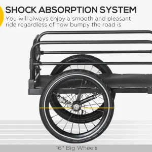 HOMCOM Bike Trailer Wagon Bicycle Cargo Trailer w/ Suspension, 2 Wheels, Black