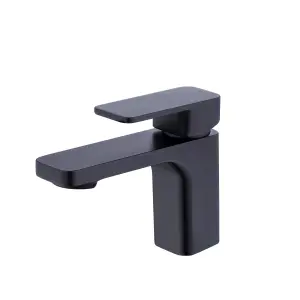 VURTU Barkway Basin Mixer - 1/4 Turn, Single Lever Ceramic Disc, High/ Low Water Pressure, 300(H) x 215(W), Black, 628524