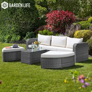 Outdoor Rattan Garden Furniture Set Firenze 5pc Patio Sofa Chair Table Set (Firenze Rattan Daybed)