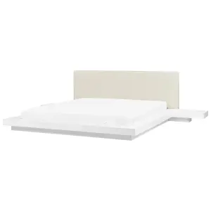 EU Super King Size Faux Leather Headboard Bed with LED White ZEN