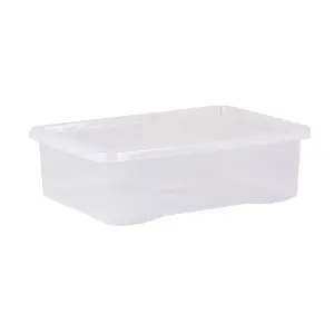 Wham Crystal 5x 32L Plastic Storage Boxes with Lids. Medium Size Size, Strong. Made in the UK Clear