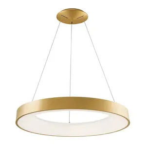 Luminosa Modern LED Hanging Pendant Brushed Gold, Warm White 3000K 4400lm