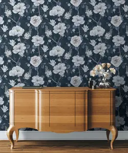 Arthouse Ashley Floral Navy Wallpaper