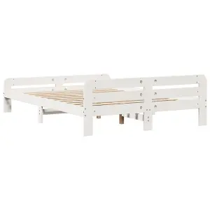 Berkfield Bed Frame without Mattress White 150x200 cm King Size Solid Wood Pine