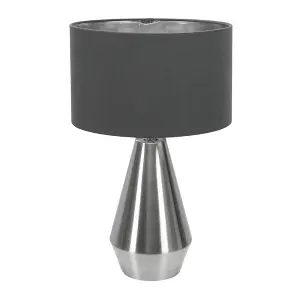 ValueLights Jax Chrome Dimmable Touch Table Lamp with Charcoal with Chrome Inner Lamp Shade