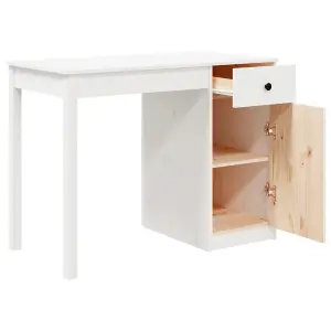 Berkfield Desk White 100x50x75 cm Solid Wood Pine