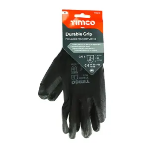 Timco - Durable Grip Gloves - PU Coated Polyester (Size Medium - 1 Each)