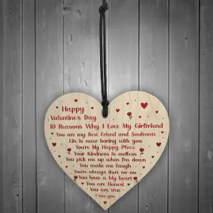 Novelty Valentines Gift For Girlfriend Wooden Heart Gift For Her Special Keepsake Love Sign