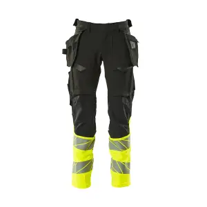 Mascot Accelerate Safe Trousers with Holster Pockets - Black/Hi-Vis Yellow   (30.5) (Leg Length - Regular)