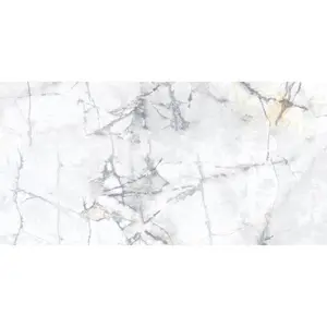 Kale Calcutta White & Gold Matt Marble effect Ceramic Indoor Wall & floor Tile Sample