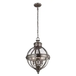 3 Bulb Chandelier Hanging Pendant Ceiling Light Antique Nickel LED E14 60W Bulb