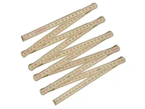 Stanley Tools 2M Wooden Folding Rule with Brass Joints for Precision Measuring