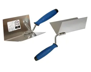 Toolty Corner Lining Angled Trowel with Rubber Handle 120x75mm Set 2PCS Internal and External Stainless Steel for Plastering DIY