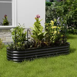 240cm x 80cm Anthracite Galvanized Steel Raised Garden Bed Kit Raised Planter Box Bottomless for Gardening