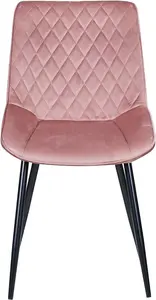 Set of 2 Pink Velvet Effect Dining Chairs Plush Padded Upholstered Accent Chair - Elle by MCC