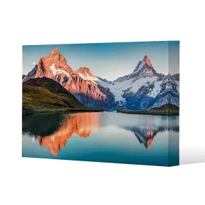 Fantastic evening panorama of Bachalp lake (Canvas Print) / 46 x 31 x 4cm