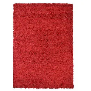 Red Thick Shaggy Rug - California - 200x290cm (6'8"x9'7")