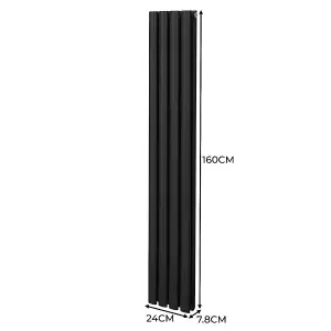 Oval Radiator - 1600 x 240mm - Black