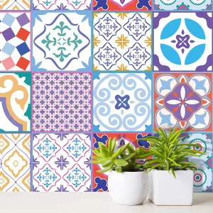 24 Pieces 15x15cm Classic Moroccan Colourful Mixed 1 Tile Stickers