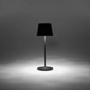 Luminosa Treta LED Table Lamp with Round Tapered Shade Black, 2700-4000K, IP54