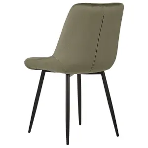 Set of 2 Dining Chairs MELROSE Velvet Olive Green