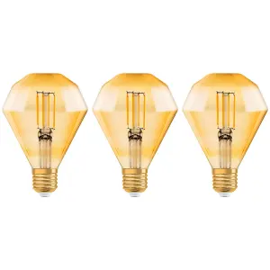 Osram LED Filament Diamond 4W E27 Vintage 1906 Extra Warm White Gold (3 Pack)