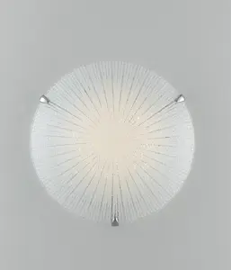 Luminosa CHANTAL LED Patterned Glass Flush Ceiling Light White 1820lm 4000K 40cm