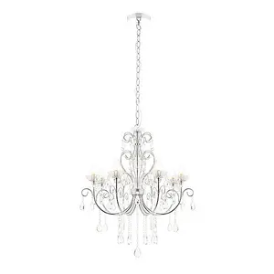 Luminosa Tabitha 8 Light Bathroom Pendant Crystal Glass Detail, Chrome Plate IP44, G9